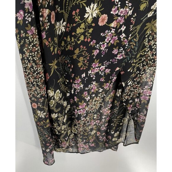 JUNE & HUDSON Women's Black Floral Faux Wrap Half Sleeve Dress Medium - Picture 5 of 8